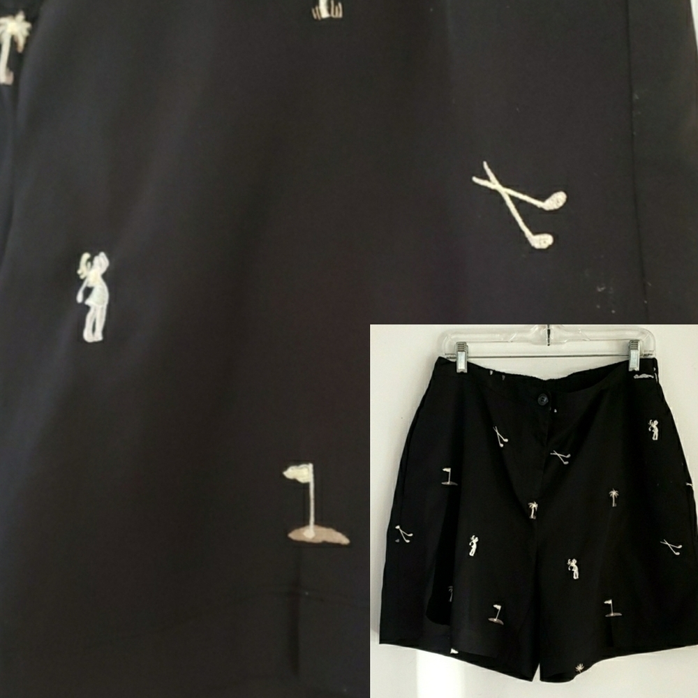 CORAL BAY GOLF Petite WOMENS SHORTS EMBROIDERED GOLF DESIGN SIZE 14P